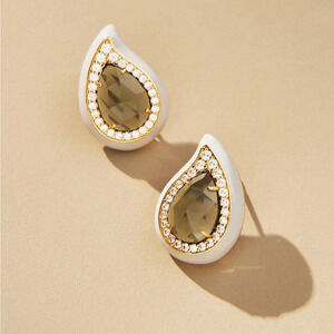 Anthropologie Festive Embellished Teardrop Post Earrings‎ - Grey - NWT